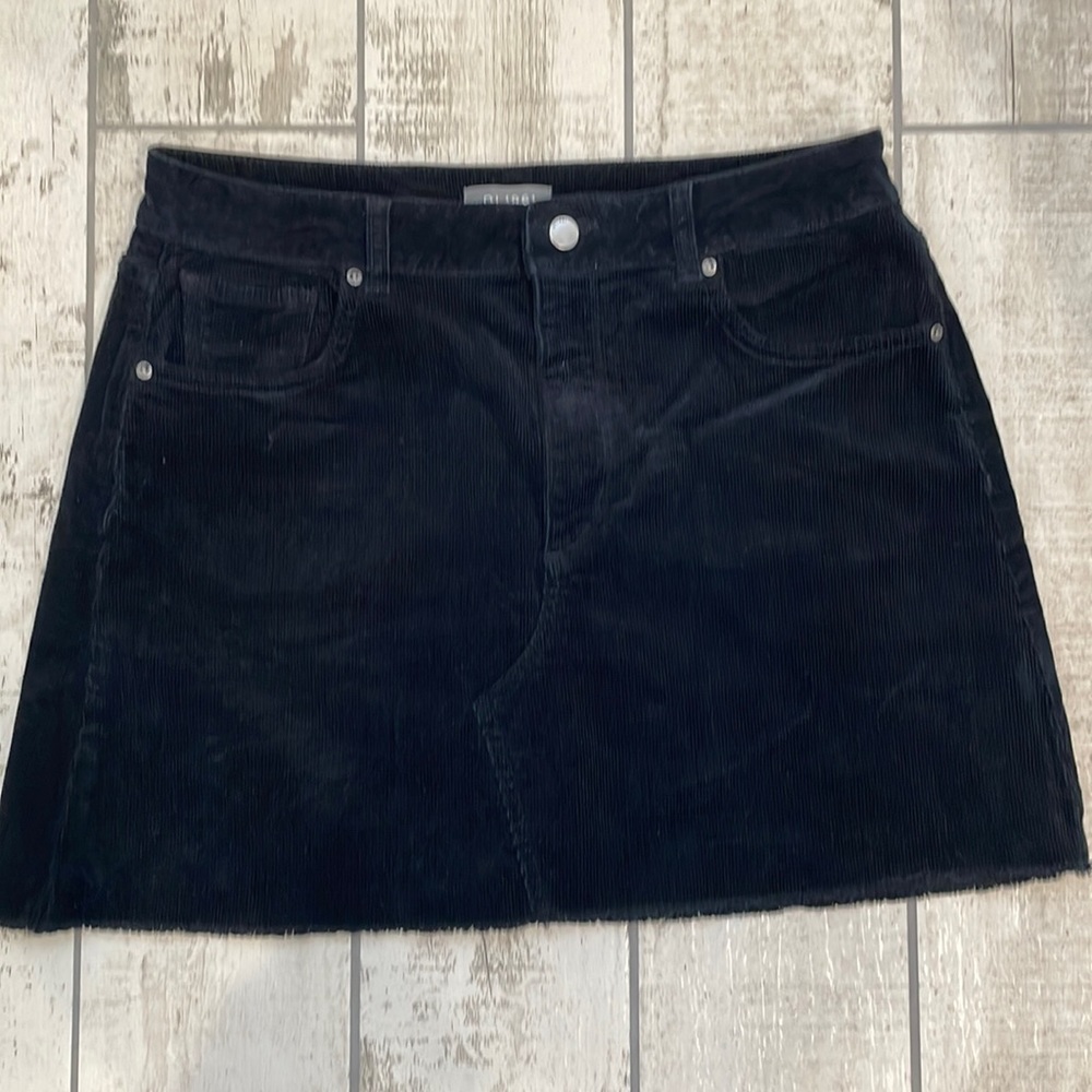 Black corduroy skirt with frayed bottom